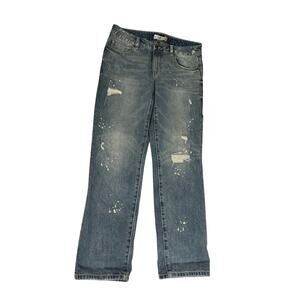 Cabi Boyfriend Jeans Size 6 Distressed Paint Splatter Style 3664